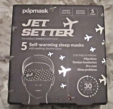 POPMASK JET SETTER 5 SELF-WARMING SLEEP MASKS W/SOOTHING JASMINE SCENT FREE SHIP