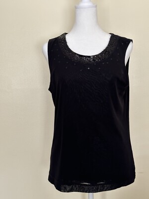 Chico s Black Top With Sequin/Evening/After 5 Special Occasion Top Size 1