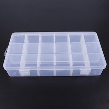 Clear Plastic Organizer Box Case 18 Grids Jewelry Craft Beads Display Storage