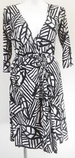 Dressbarn Women's Plus Size14 Wrap Midi Dress 3/4 Sleeve Silver Ring Office