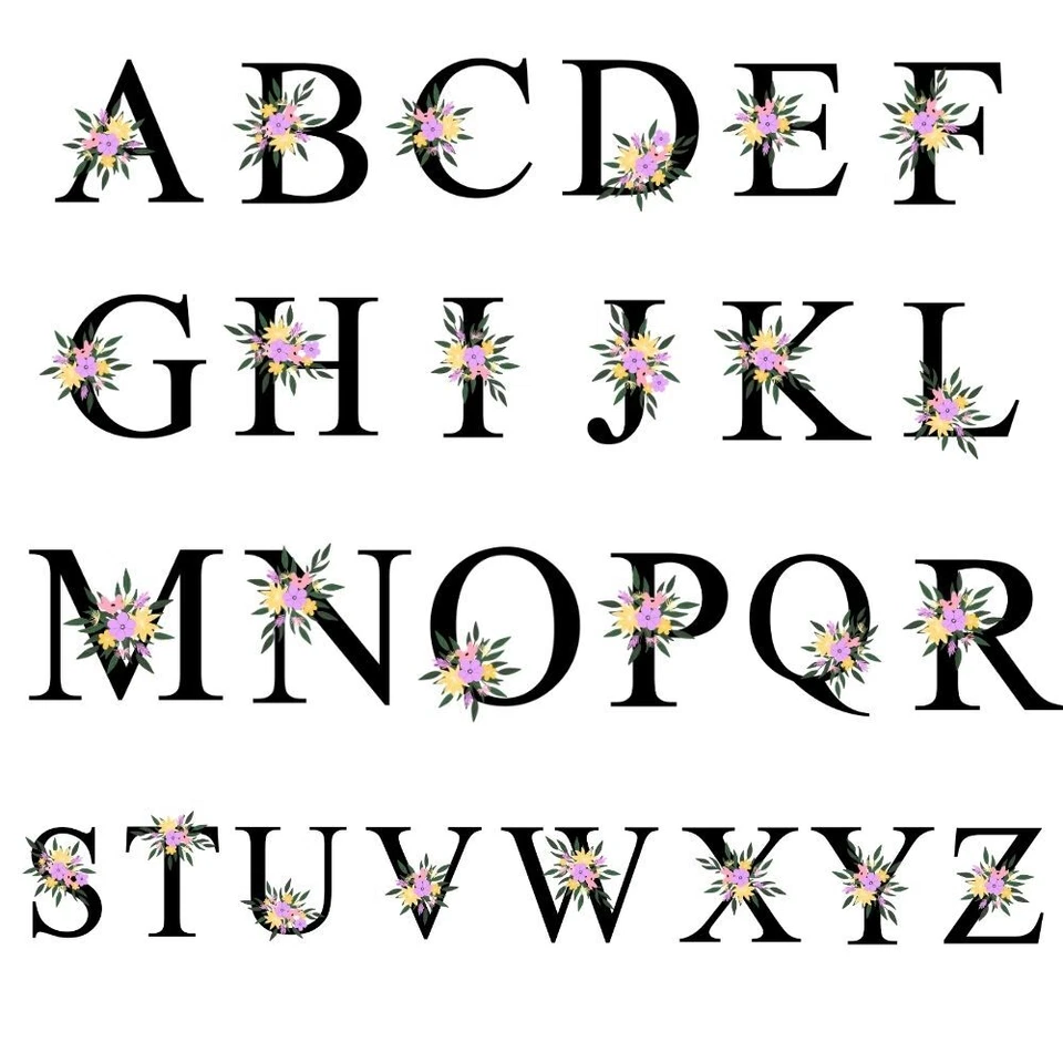 Personalised Floral Alphabet Any Letter Initial Tote Shopping Shopper Bag Gift - Image 2 of 2