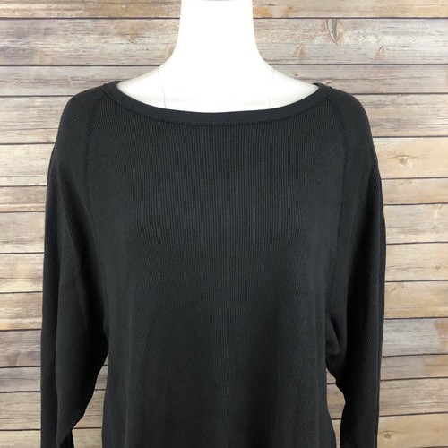 We The Free Amelia Split Back Waffle Knit Oversized Shirt S Brown Boho Loose New - Picture 6 of 8