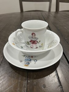 Vintage Bavarian W. German Hummelwerk Porcelain Childs Dinner Set Clowns 1930s