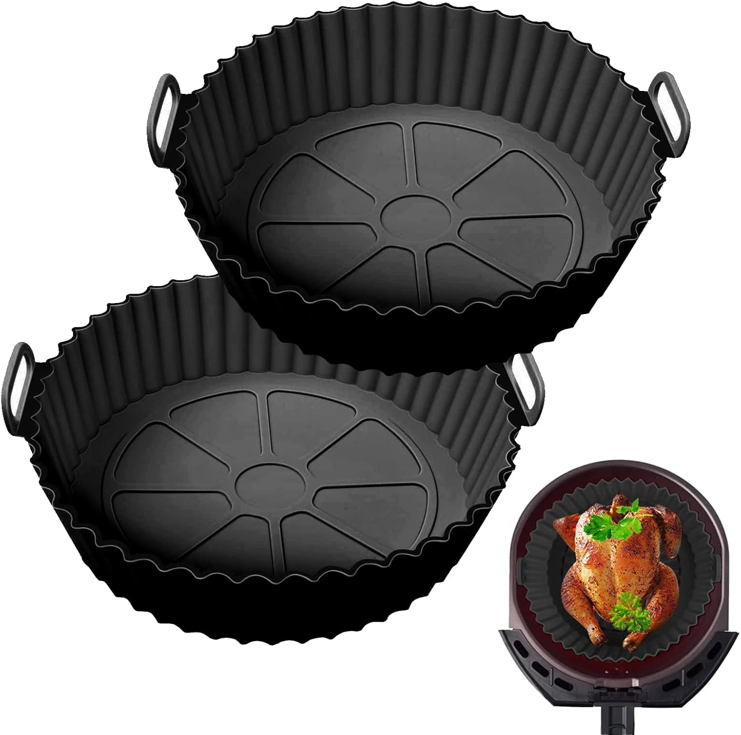 Air Fryer Silicone Liner 2 Pack Reusable Silicone Airfryer Liners 7.8 Inch Air