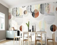 3D Gray Round ZHUA6568 Wallpaper Wall Murals Removable Self-adhesive Zoe