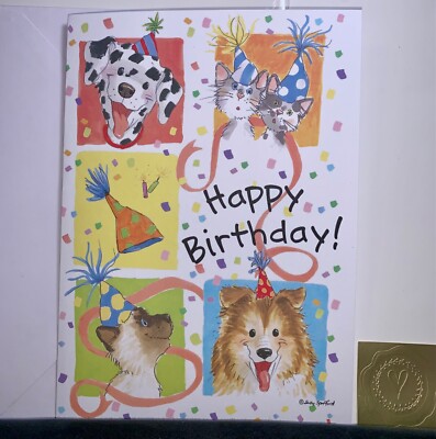 Happy Birthday Card! Suzy s Zoo Party Cats and Dogs! Cute Wishes!