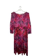 SOFT SURROUNDINGS Beunissima Maxi Dress Floral Smocked Long Sleeve XL