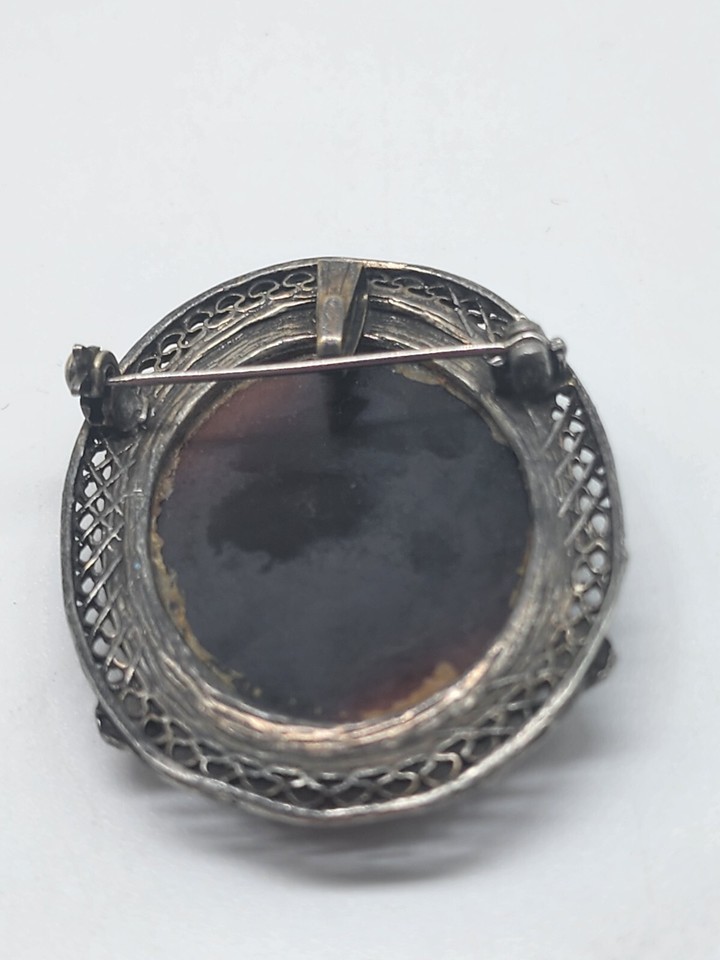 Vintage Molded Amber Glass Cameo Filgree Framed Brooch Pendant eBay