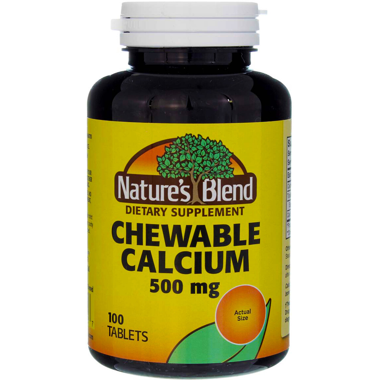 2 Pack Nature's Blend Calcium Chewable Tablets - Bavarian Cream Flavor, 500 mg, 100 Count for Strong Bones & Teeth Support