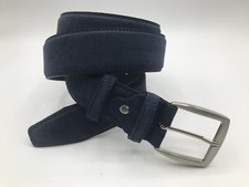 Cintura uomo in camoscio blu da 4 cm Made in Italy Vera Pelle
