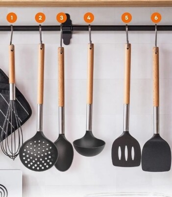 Masterchef 6-teiliges Küchenutensilien-Set Edelstahl Naturholz (TATTY Box)