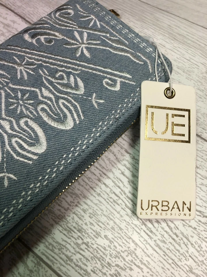 Cartera de teléfono organizadora con cremallera alrededor vegana certificada Urban Expressions azul nueva con etiquetas Foto 2 de 4