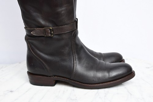 Frye Dorado Riding Brown Leather Knee High Equestrian Belted Boots Womens Sz 8 - Picture 4 of 10