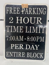 Road Street Traffic Sign Authentic Real Retired Free Parking  24" X 18"  8-10