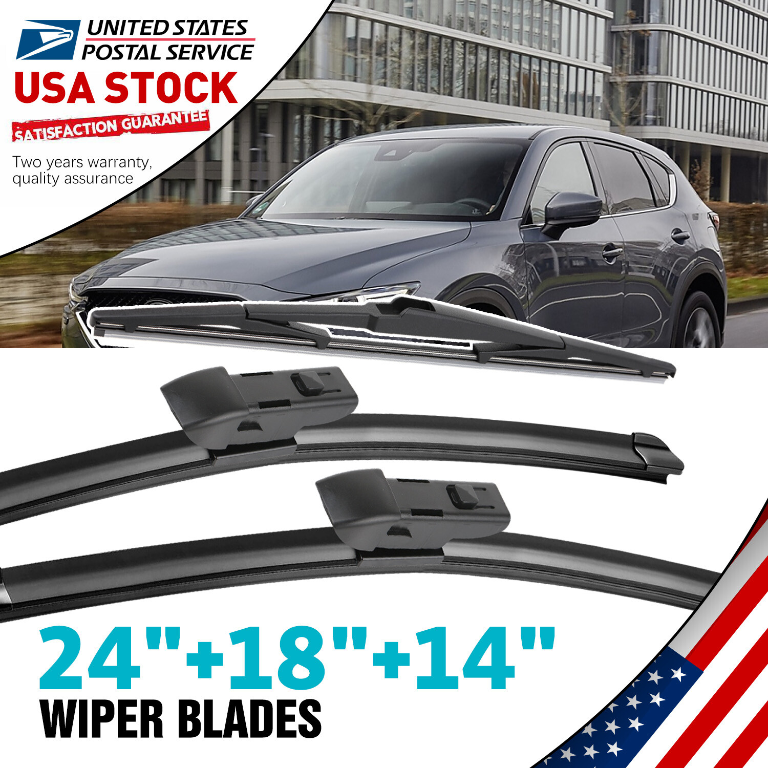 Mazda CX-5 KF 2017-2020 24 18 14 Inch Front Wiper Blades Set