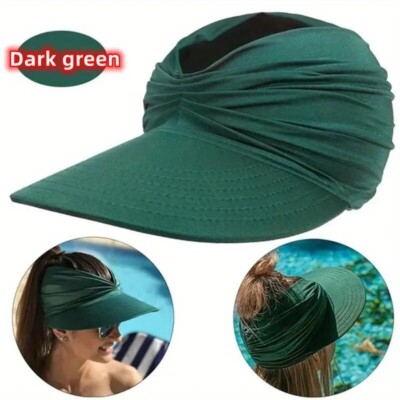 Green Fashion Women Sun Protective Visor Hat UV Shielding Adjustable Beach Hat