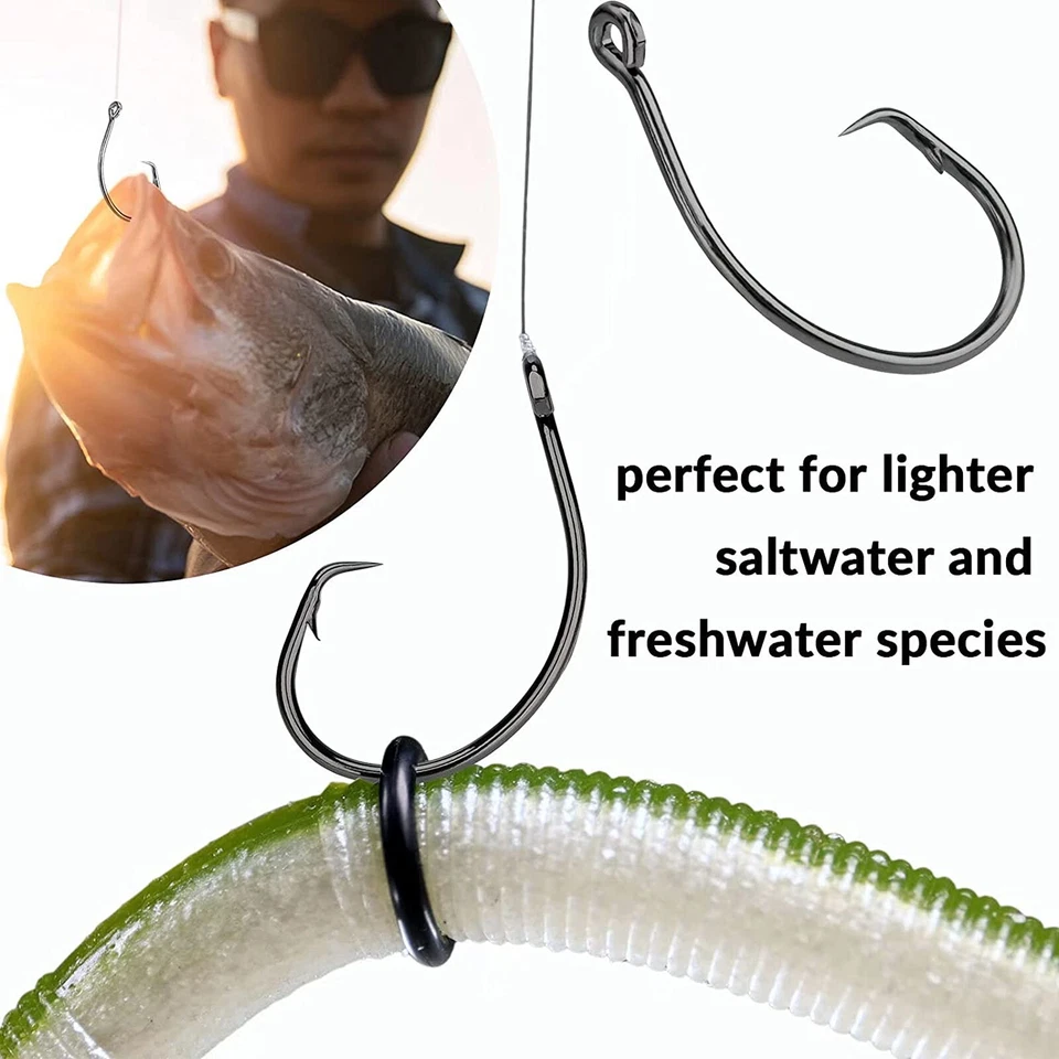 100PCS Fishing Hooks Circle Hooks Catfish Hooks Wide Gap Fish Hooks Tackle US - Image 3 of 4