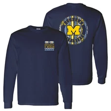 University of Michigan Wolverines Aztec Pattern Long Sleeve T-Shirt - Navy