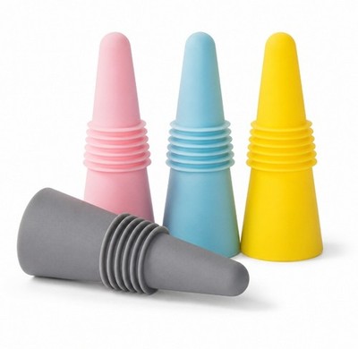 4-Pack Silicone Bottle Stoppers Reusable Beverage Sealer Caps Bar Tool Set