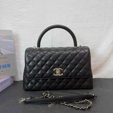 Auth Chanel Coco Handle Medium Black Caviar Leather TopHandle Shoulder Crossbody