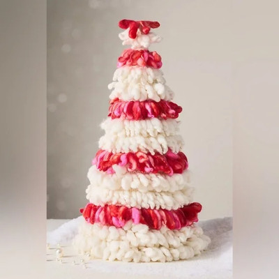 NEW Anthropologie RED  Knit Tabletop Tree 22 