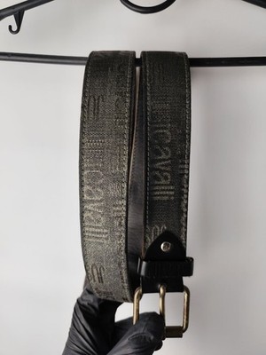 Rare Vintage streetwear y2k Italian designer Just Cavalli Monogram Leather Belt