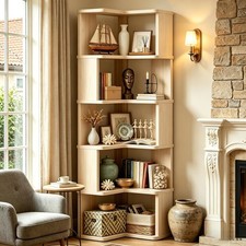 ALKSDNQ Corner Bookshelf 6 Tier L Shaped Corner Book Shelf with Baffle 90 Degree