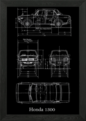 #ad #ad Honda 1300 1970 Blueprint Framed Wall Art Poster Canvas Print Picture GBP 34.95