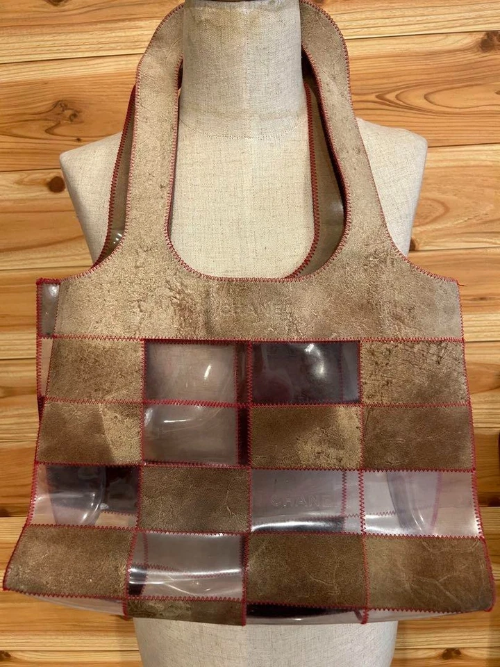 Bolso de Mano Chanel Patchwork Transparente/Gamuza/Puntada Roja PVC Vinilo Foto 3 de 4