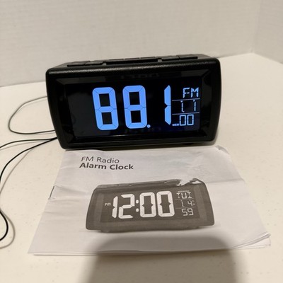 Digital Alarm Clock FM Radio USB Charger Large Display Snooze Dimmer Dual Alarm