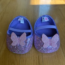 Build a Bear - Girls Clothes - Purple Glitter Shoes with Pink Butterfly  Heels