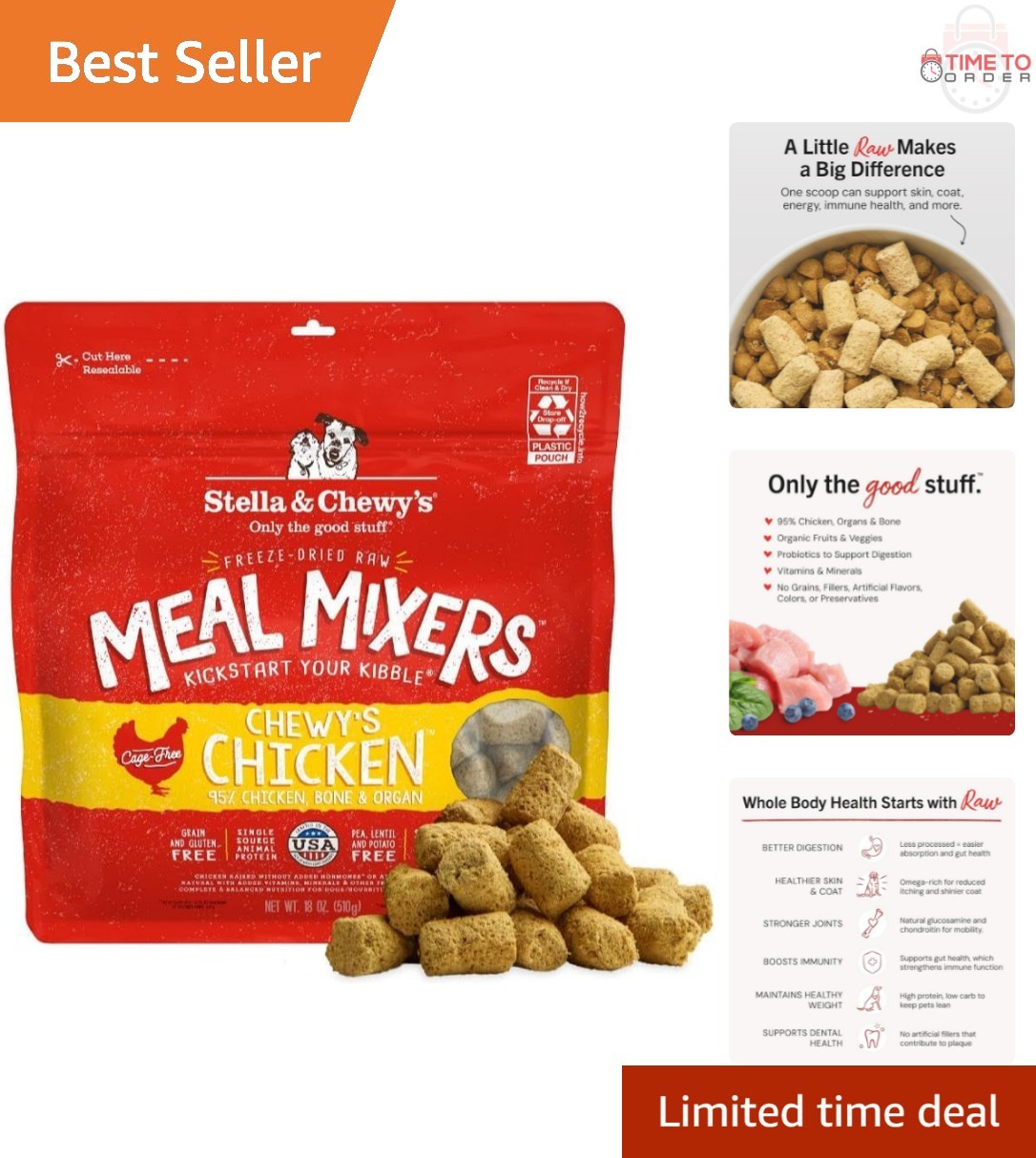 Topper Mixers Raw Chicken Grain-free 18oz For All Breeds