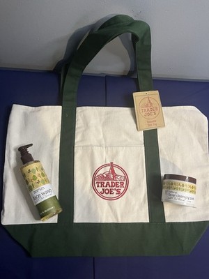 Bundle Of Trader Joe s Canvas Tote & Tea Tree Face Wash, Cleansing Pads 3 Items