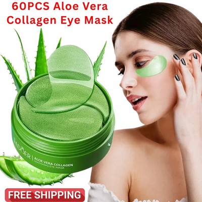 60Pcs Aloe Vera Collagen Eye Mask anti Dark Circles Eyes Bags Moisturizing Eye