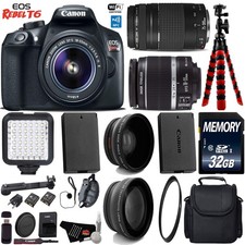 Canon EOS Rebel T6 DSLR Camera 18-55mm Lens  75-300mm Lens Pro Package