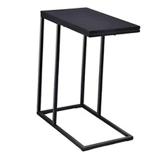  Sofa Side Table, C Shaped End Table for Sofa Couch and Bed, Snack 1 Black