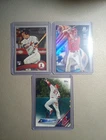 Mike Trout, 3 Card Lot, Rookie Reprint, Topps And Bowman Platinum Base.