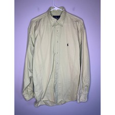 1990s Ralph Lauren Blake Chartreuse Lime Green Old Money Preppy Oxford Shirt L