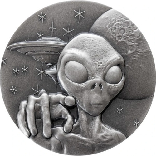 Alien Face We Are Not Alone, They Are Out There 2025 2 oz Silver Coin Cameroon - Picture 1 of 3