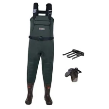  Neoprene Fishing Chest Waders for Men with Boots Cleated Bootfoot 13 Green