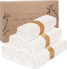 Bamboo Washcloths 6 Pack 25cm x 25cm - White Washcloths for Face - 100% Bamboo