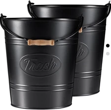 Pack 2, Rustic Farmhouse Bathroom Trash Can, Modern Country Style Black 