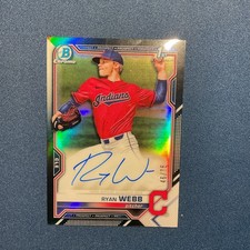 Topps 2021 Bowman Chrome Ryan Webb Cleveland Indians Autographed Card /75
