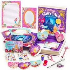 GirlZone Princess Stationery Set - 45-Piece Fairytale Letter Writing Set, Mul...