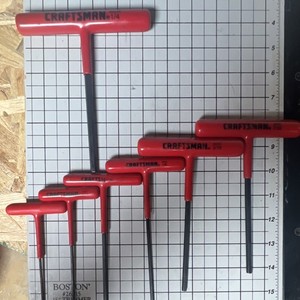 Craftsman T-Handle Hex Key Set SAE 7pc Long Arm Non-Ratcheting Steel Red/Black