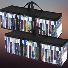 2x DVD Storage Bags Media Organizer for DVDs, CDs, Movie Cases w/ Handles Zipper