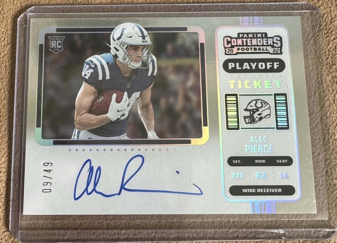 2022 Contenders Variation Alec Pierce Colts RC Auto 09/49
