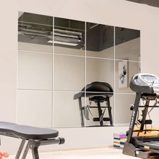 Frameless Full Length Wall Mirror Tiles 12 x 12 Inch Home Gym Door 12 PCS