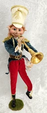 RAZ Imports 16.5" T  Posable Christmas Elf  Playing the Horn Band Doll