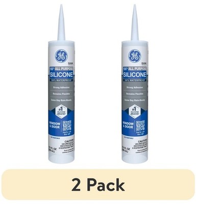 (2 pc) GE Silicone 1 All Purpose Sealant Window & Door, Clear 10.1 fl oz.